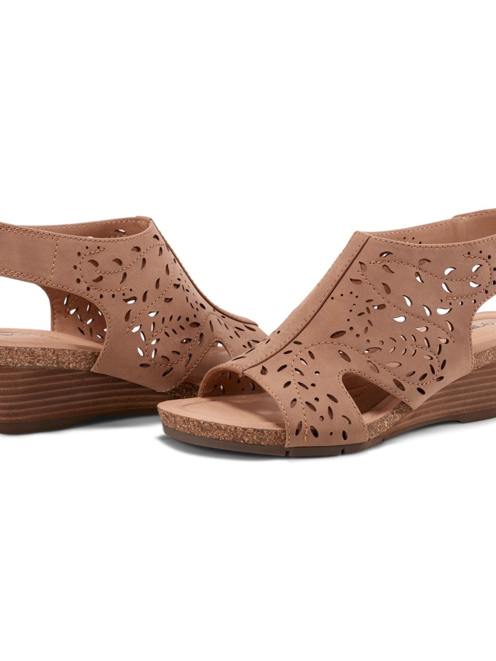 NWOT Earth Halin Round Toe Casual Slingback Wedge Sandals